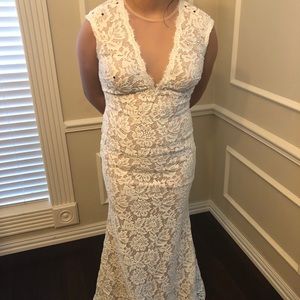 White/beige prom dress